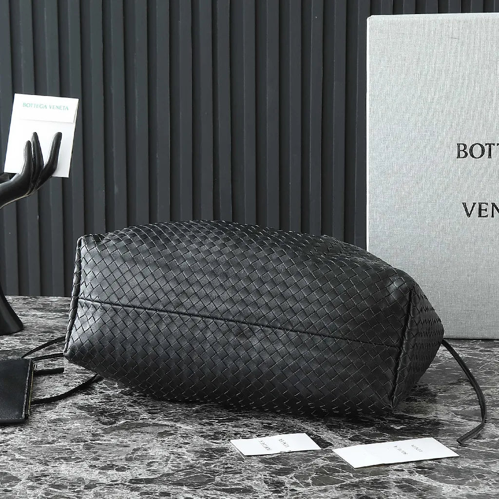 BV Pinacoteca Bag 43cm Black Intrecciato Calfskin & Suede