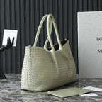 BV Pinacoteca Bag 43cm Travertine Intrecciato Calfskin & Suede