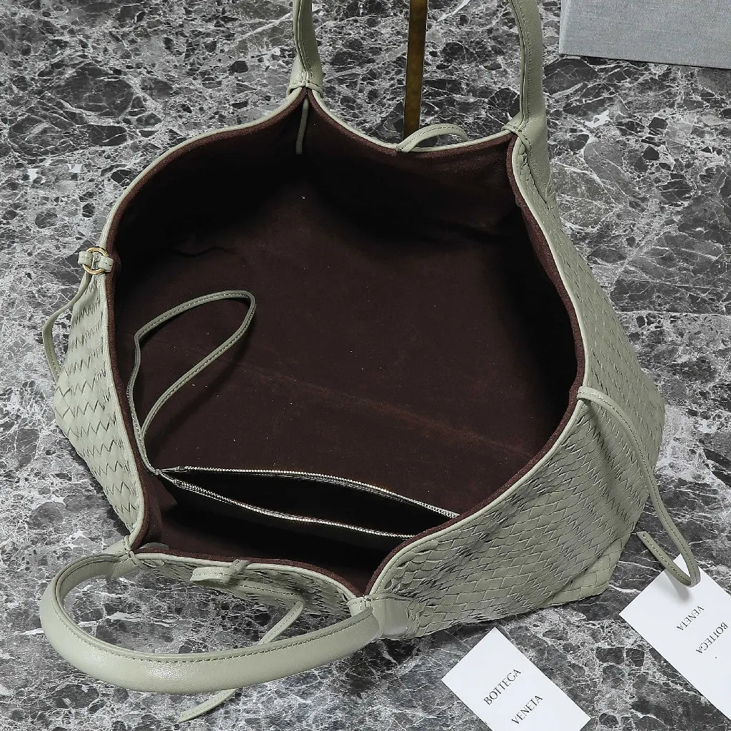 BV Pinacoteca Bag 43cm Travertine Intrecciato Calfskin & Suede