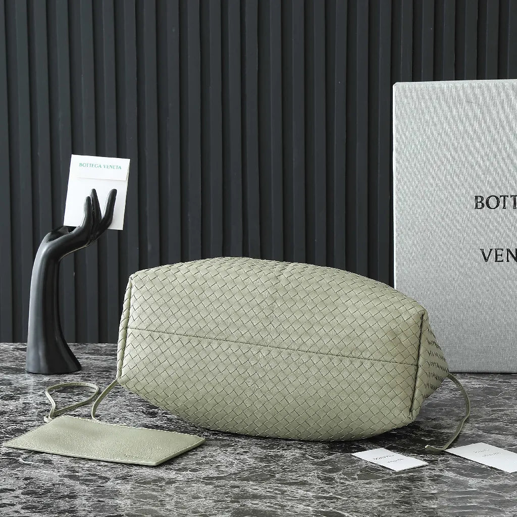 BV Pinacoteca Bag 43cm Travertine Intrecciato Calfskin & Suede