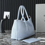 BV Pinacoteca Bag 43cm Sky blue Intrecciato Calfskin & Suede