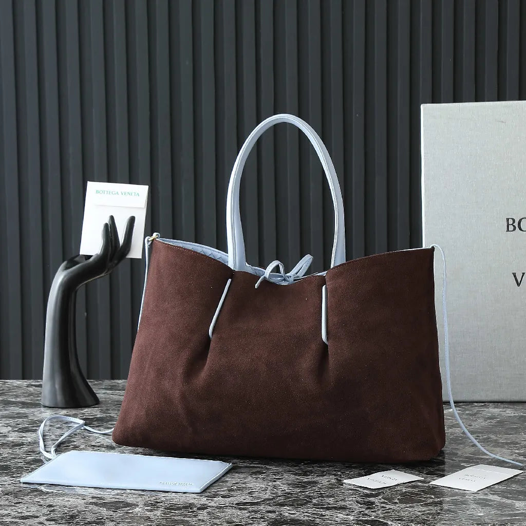 BV Pinacoteca Bag 43cm Sky blue Intrecciato Calfskin & Suede