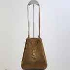 Prada Pochon Bucket Bag 20cm Brown Suede Bronze-Tone HW