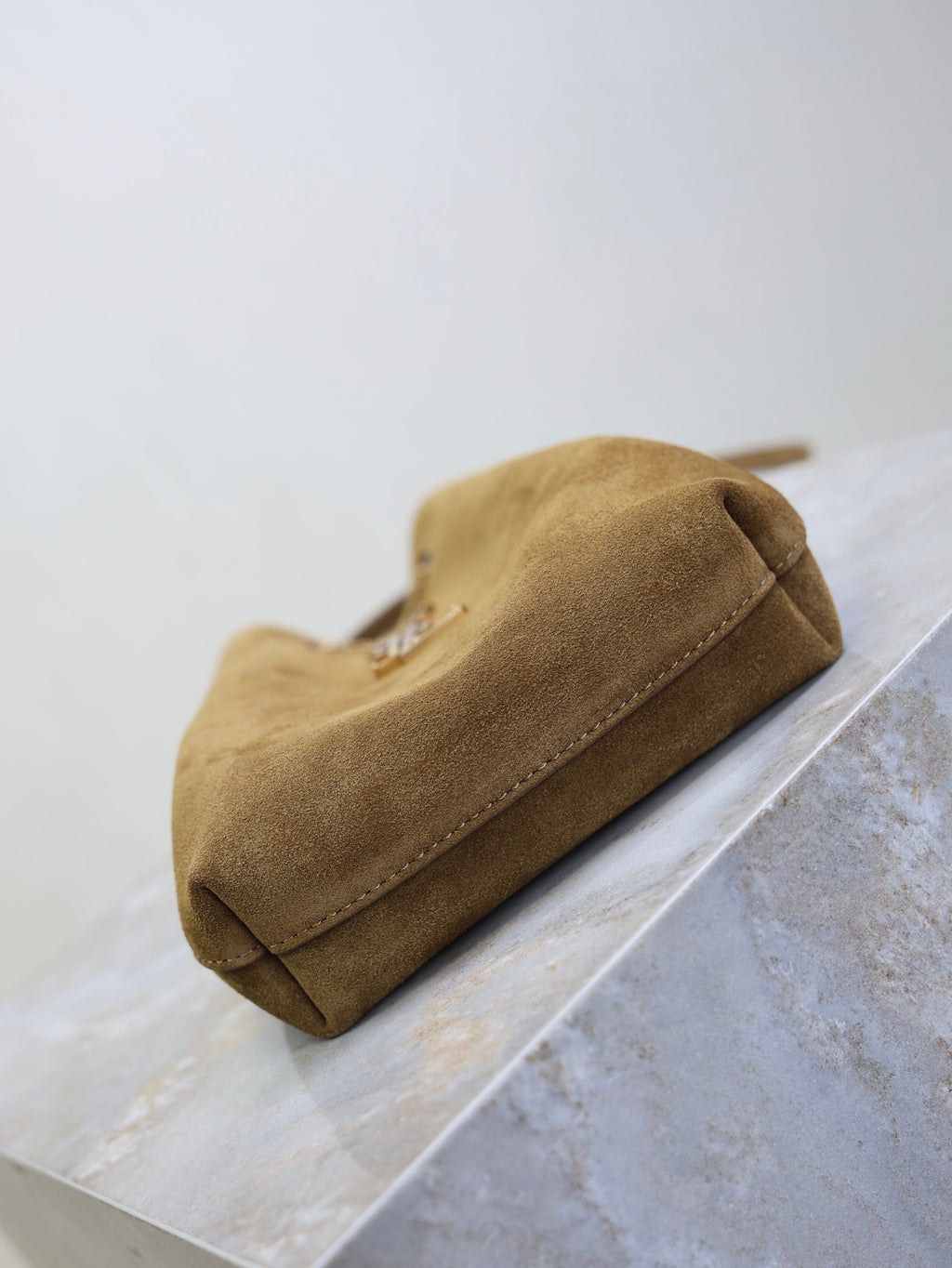 Prada Pochon Bucket Bag 20cm Brown Suede Bronze-Tone HW