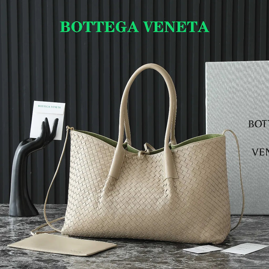 BV Pinacoteca Bag 43cm Beige Intrecciato Calfskin & Suede