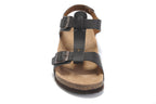 Birkenstock Lindan Sandal Dark Brown Birko-Flor with Rose Gold Buckles