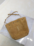 Prada Pochon Bucket Bag 20cm Brown Suede Bronze-Tone HW