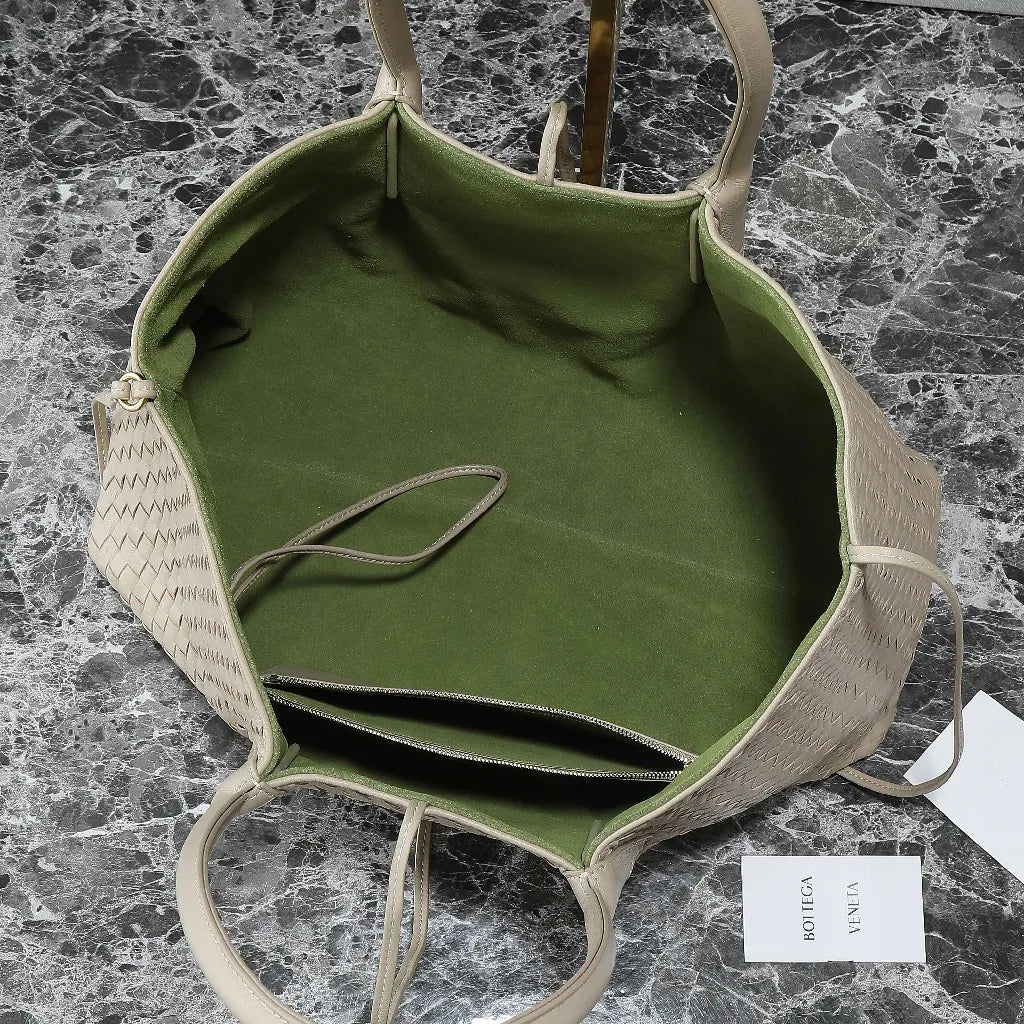BV Pinacoteca Bag 43cm Beige Intrecciato Calfskin & Suede