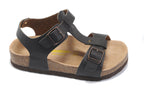 Birkenstock Lindan Sandal Dark Brown Birko-Flor with Rose Gold Buckles