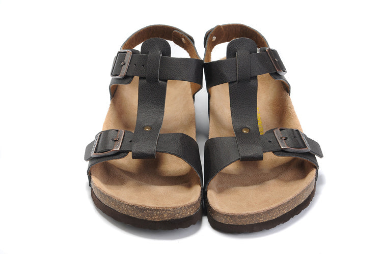 Birkenstock Lindan Sandal Dark Brown Birko-Flor with Rose Gold Buckles