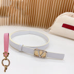 Silver Vlogo and Gold Hardware Buckle White Calfskin 20mm