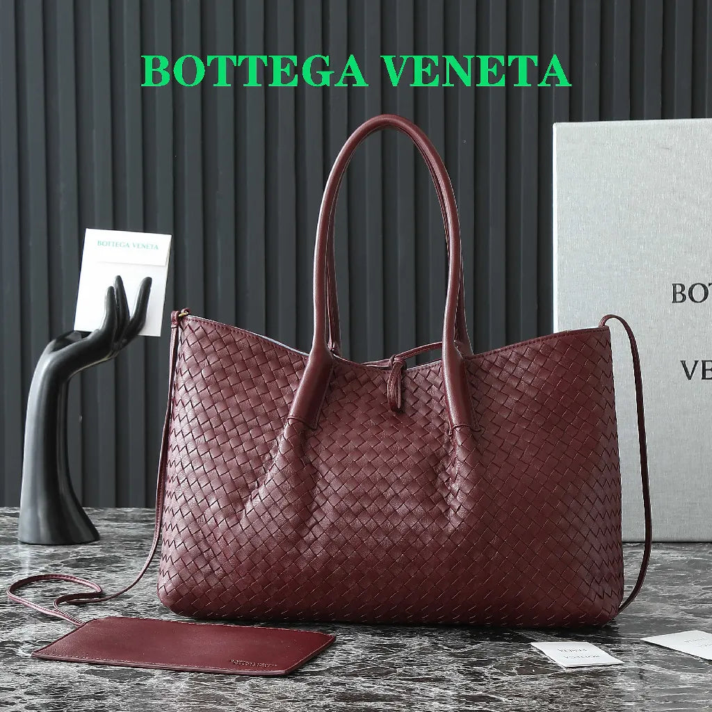 BV Pinacoteca Bag 43cm Madder Brown Red Intrecciato Calfskin & Suede