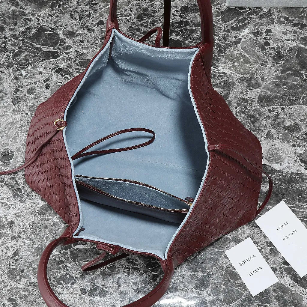 BV Pinacoteca Bag 43cm Madder Brown Red Intrecciato Calfskin & Suede