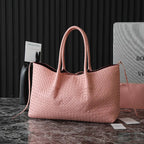 BV Pinacoteca Bag 43cm Pink Intrecciato Calfskin & Suede