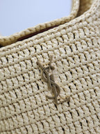 Prada GabyBucket 17cm Brown Beige Raffia Leather GHW