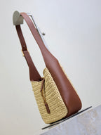 Prada LE 5A7 Mini 15cm Brown Beige Raffia Leather GHW