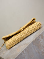 Prada Calypso Bag 19cm Beige Raffia Leather