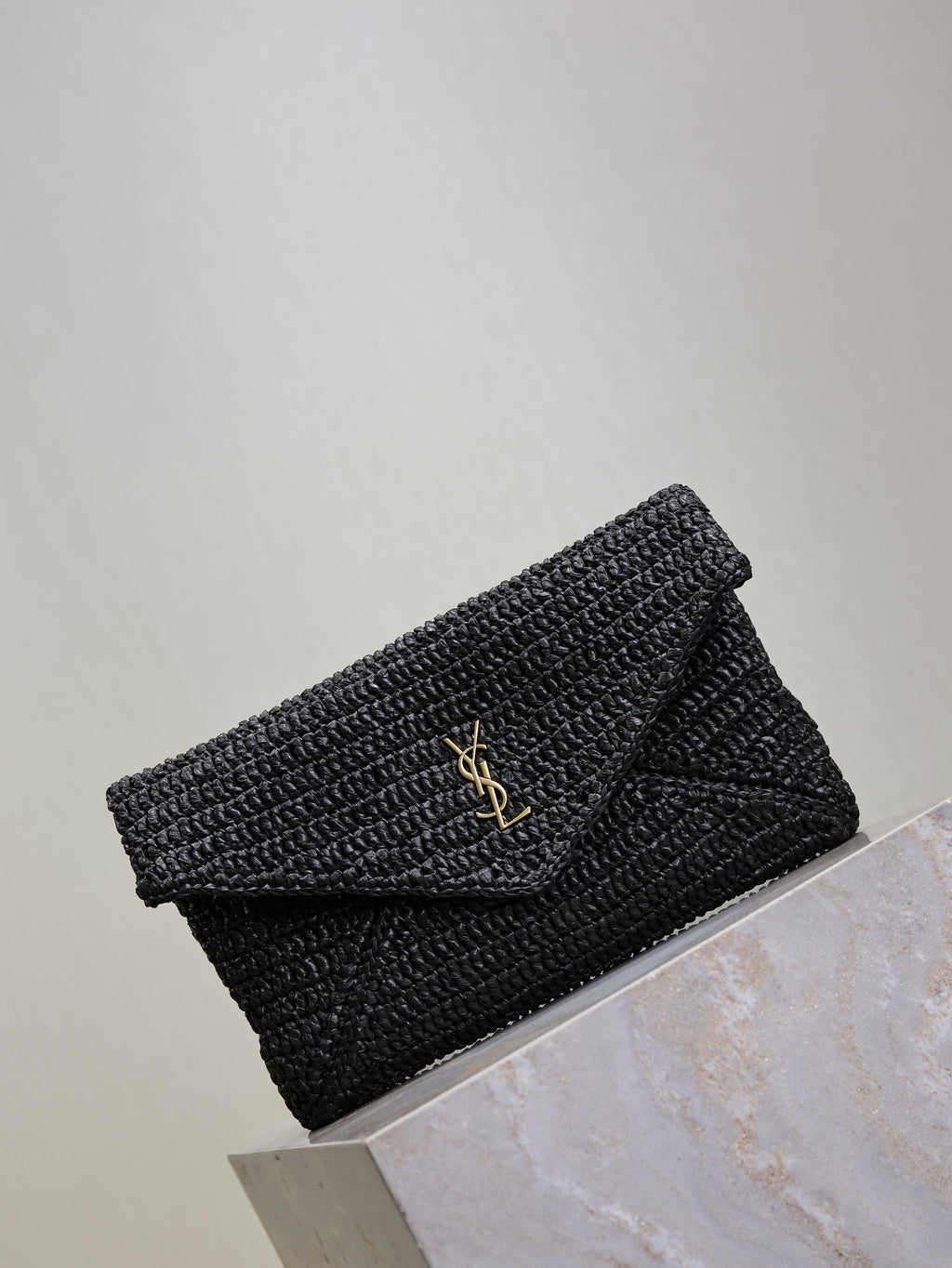 Prada Envelope Clutch 29cm Black Raffia Leather