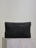 Prada Envelope Clutch 29cm Black Raffia Leather