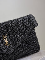 Prada Envelope Clutch 29cm Black Raffia Leather
