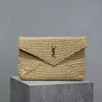 Prada Envelope Clutch 29cm Beige Raffia Leather