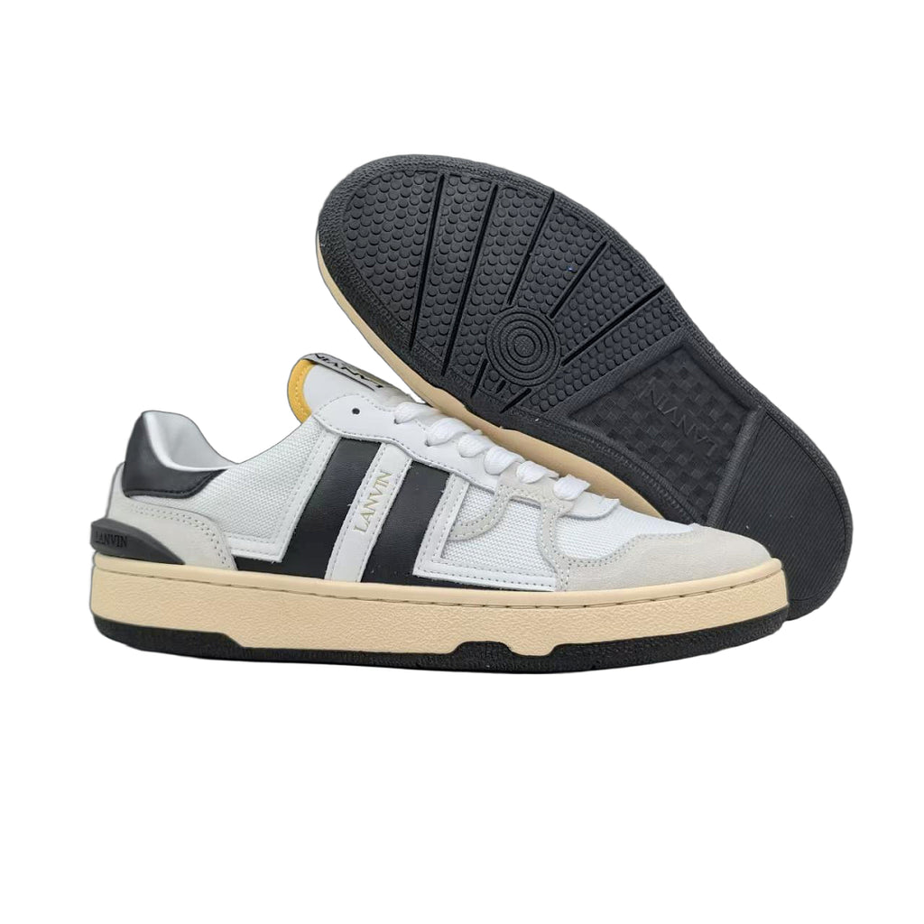 Lanvin CLAY SNEAKERS IN MESH AND LEATHER White/Black