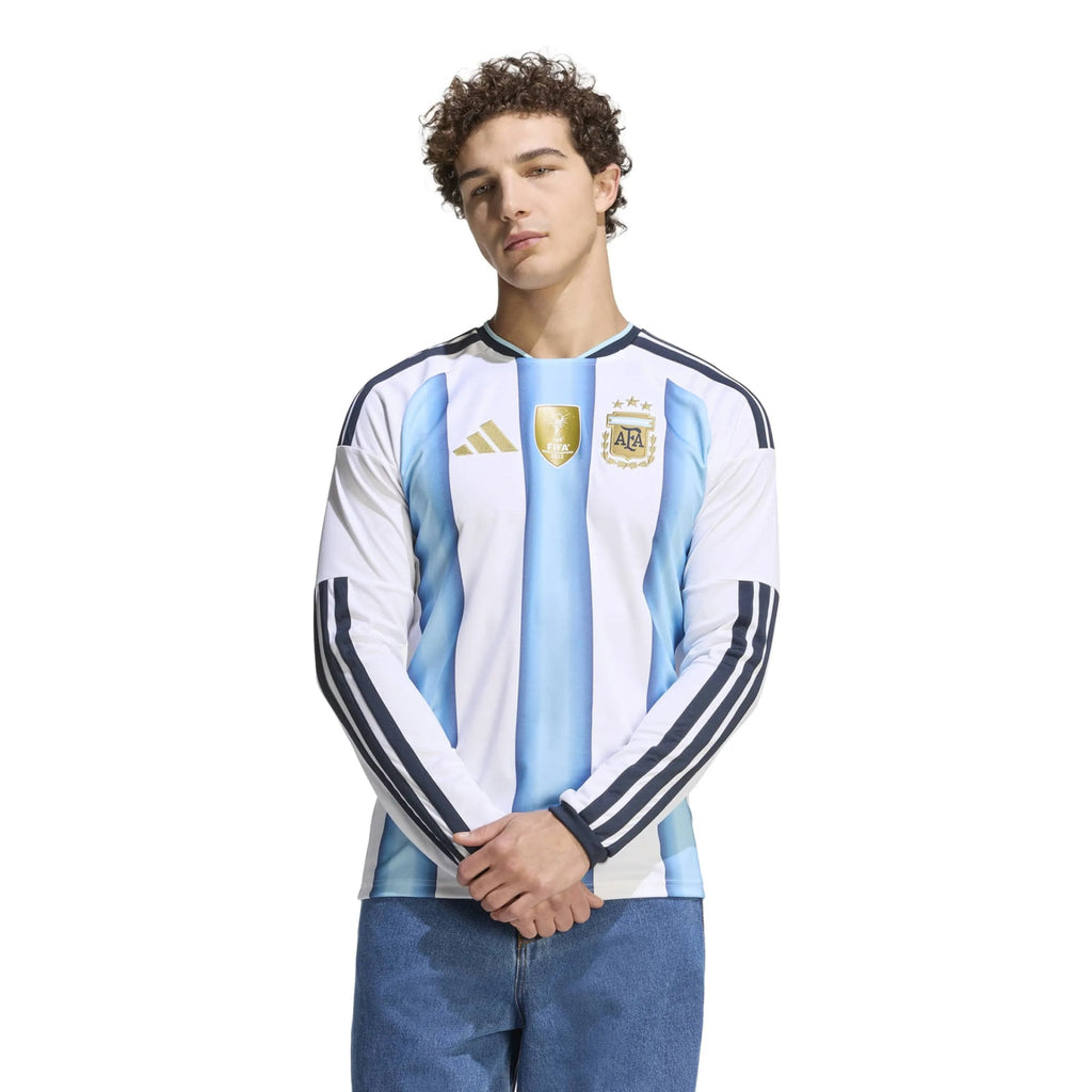 adidas 2026 Argentina Men's Stadium Home Long-Sleeve Soccer Jersey （Custom）