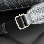 BV 25 Backpack Black Intrecciato Grained Leather