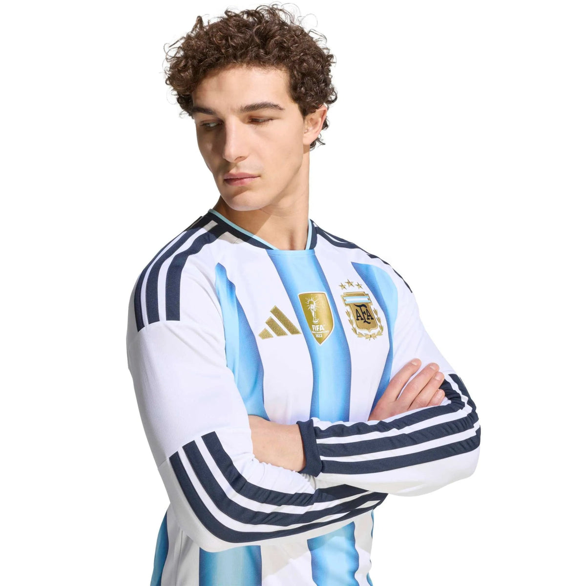 adidas 2026 Argentina Men's Stadium Home Long-Sleeve Soccer Jersey （Custom）