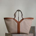 Prada Y Tote Bag Beige Brown Canvas Leather