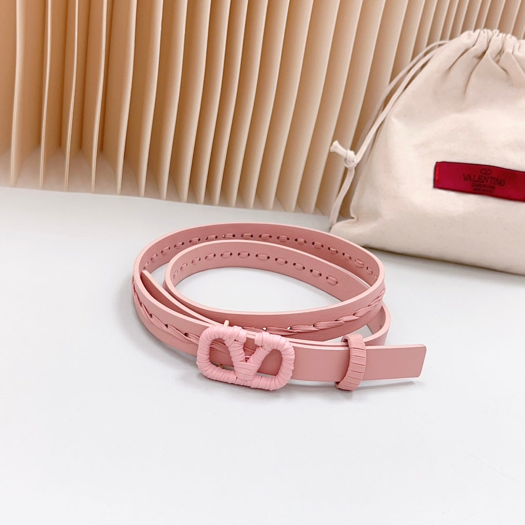 Vlogo Pink Leather Buckle 20mm Pink Belt