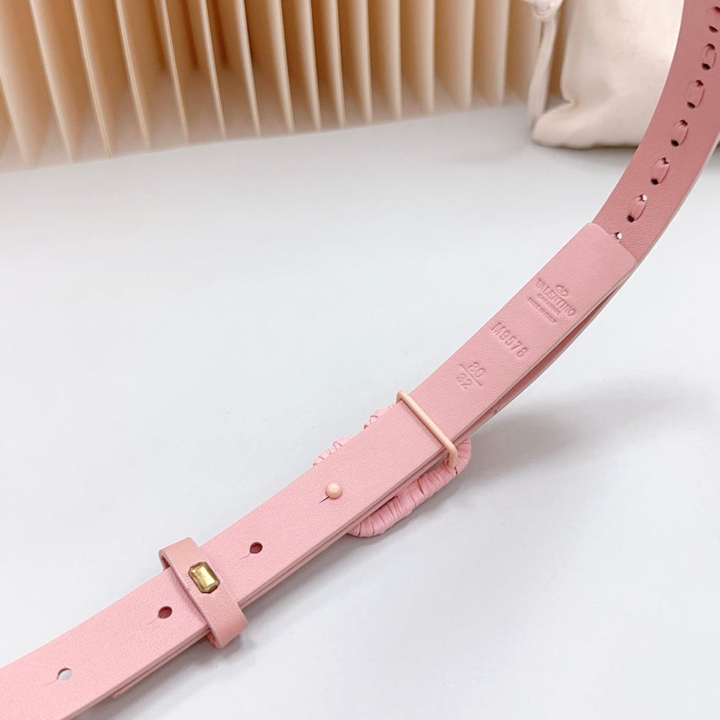 Vlogo Pink Leather Buckle 20mm Pink Belt
