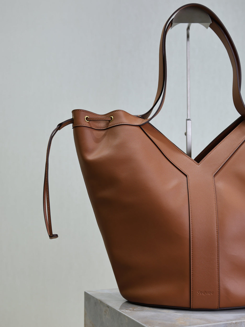Prada Y Large Leather HOBO Bag Caramel Leather