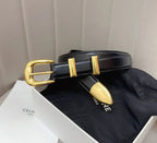 Celine Belt With Gold Buckle Black Calfskin
