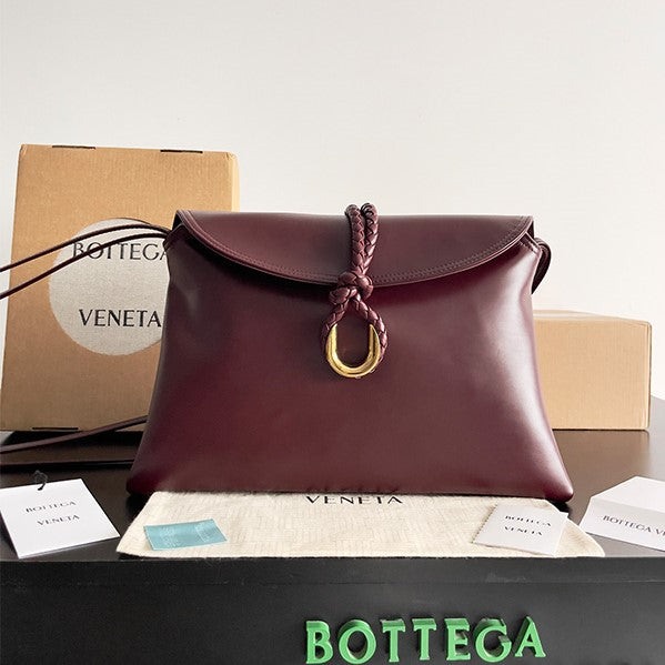 BV Liberta Crossbody Bag Buckle 30cm Barolo Red Cowhide