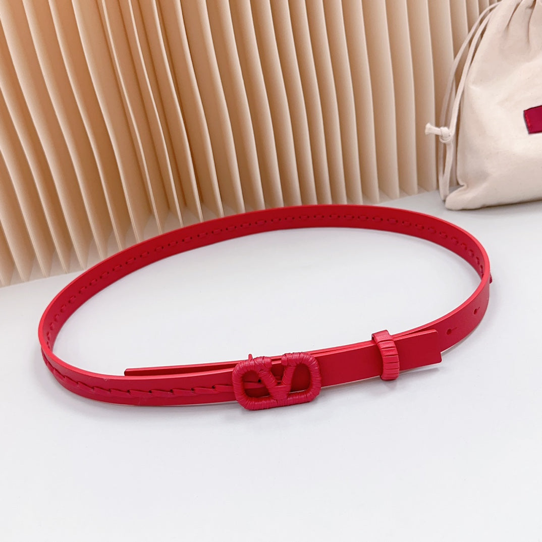 Vlogo Red Leather Buckle 20mm Red Belt