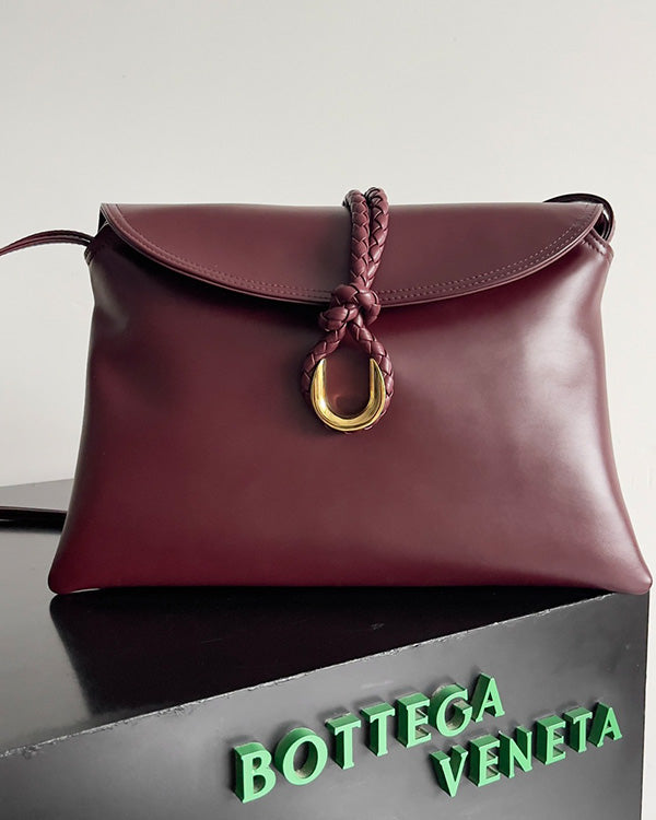 BV Liberta Crossbody Bag Buckle 30cm Barolo Red Cowhide
