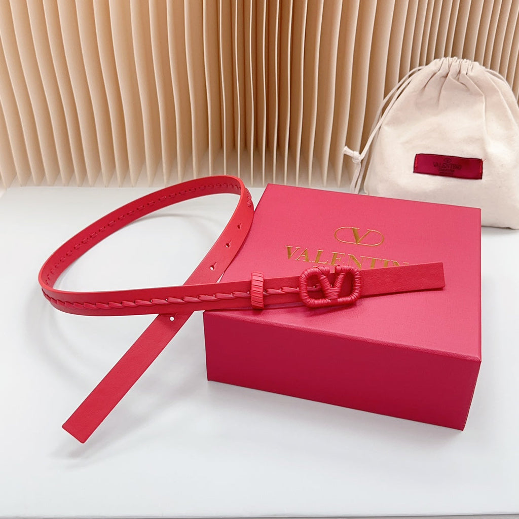 Vlogo Red Leather Buckle 20mm Red Belt