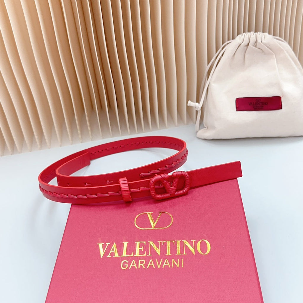 Vlogo Red Leather Buckle 20mm Red Belt