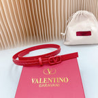 Vlogo Red Leather Buckle 20mm Red Belt