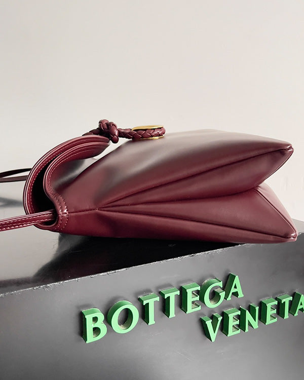 BV Liberta Crossbody Bag Buckle 30cm Barolo Red Cowhide