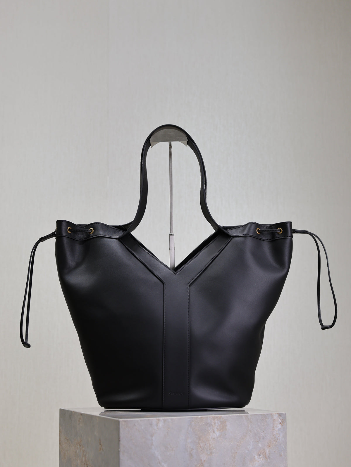 Prada Y Large Leather HOBO Bag Black Leather