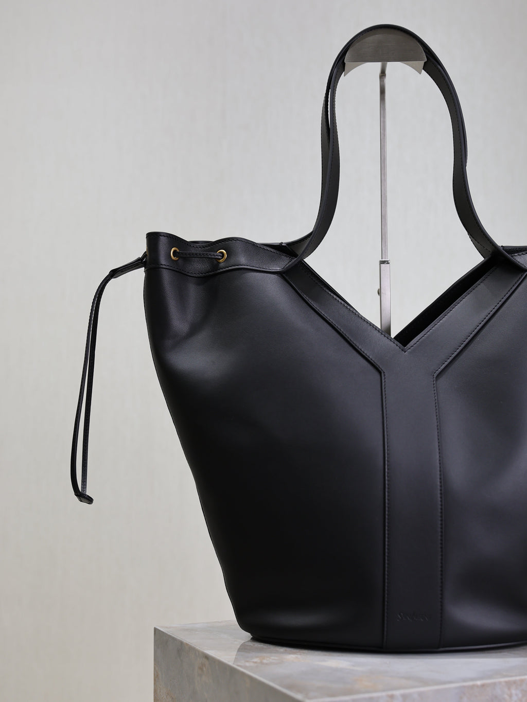 Prada Y Large Leather HOBO Bag Black Leather