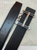 HM 3.8 D'ancre Belt Black Sliver Togo Leather 200510