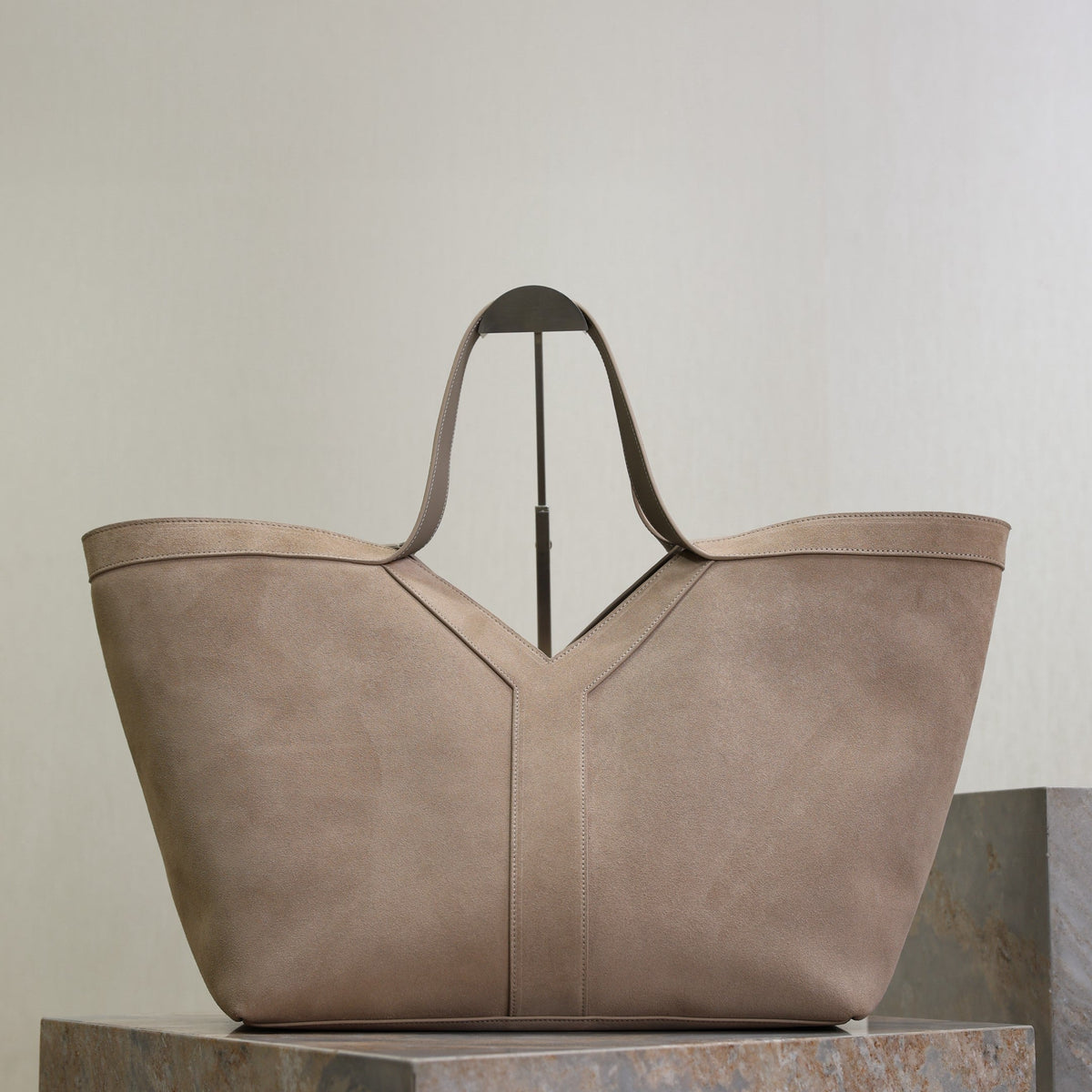 Prada Y Tote Bag Gray Suede