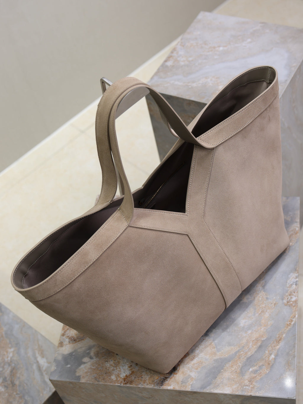 Prada Y Tote Bag Gray Suede