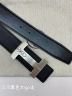 HM 3.8 Jumping Belt Black Sliver Togo Leather 200508