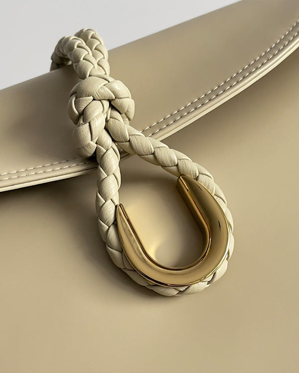 BV Liberta Crossbody Bag Buckle 30cm Beige Cowhide