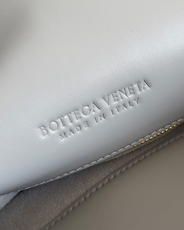 BV Liberta Crossbody Bag Buckle 30cm Silver Gray Cowhide