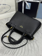 Prada Buckle Tote Bag 28cm Black Grain Cowhide